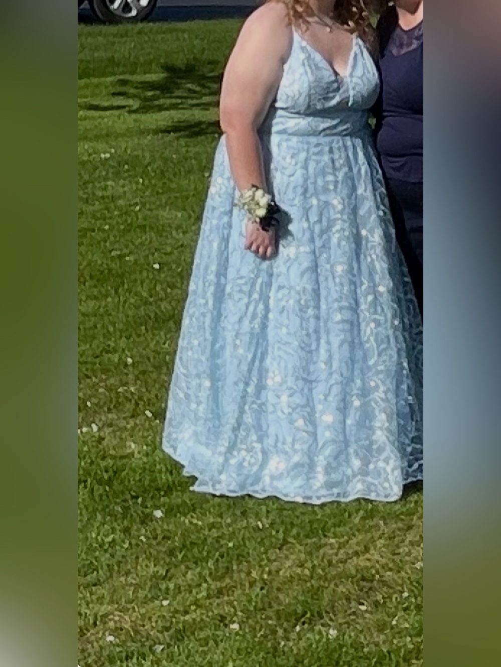 Light Blue Floral A-Line Women's dress